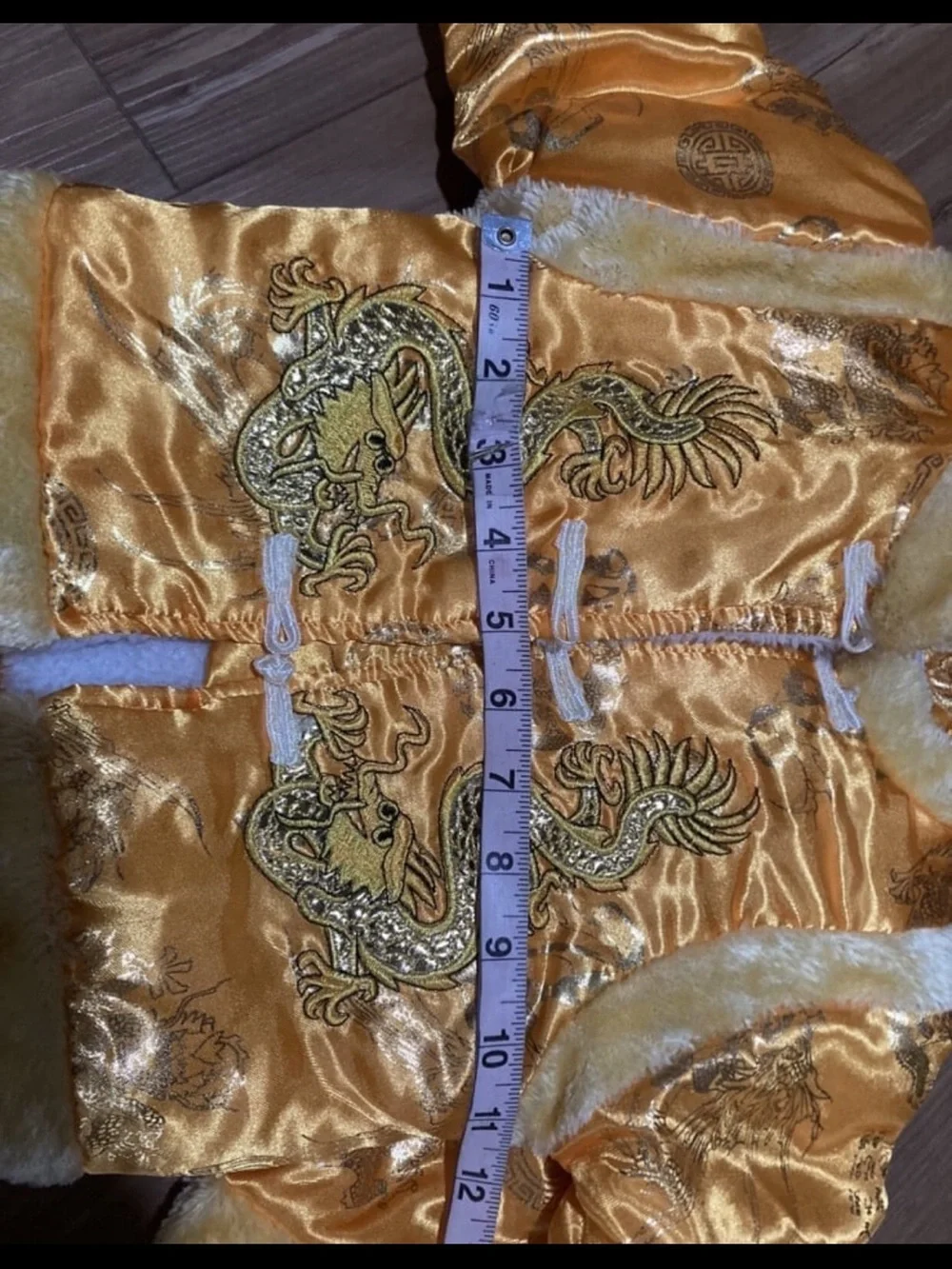 Golden Dragon Kids Costume Set with Hat and Sherpa Lining Size Large